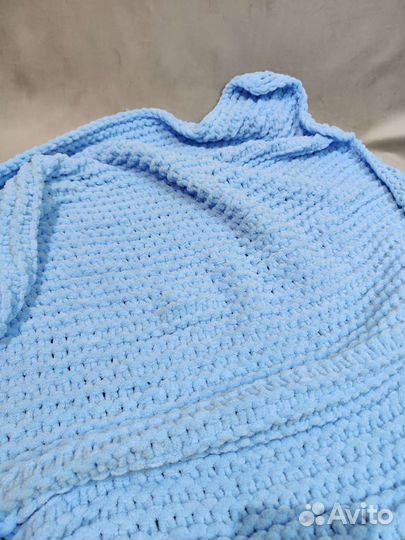 Плед детский плюшевый небесно-голубой