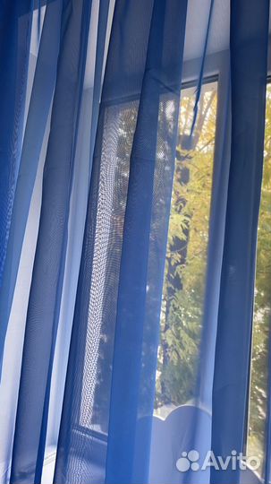 Тюль вуаль синяя