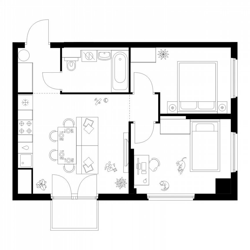 2-к. квартира, 48,5 м², 9/12 эт.
