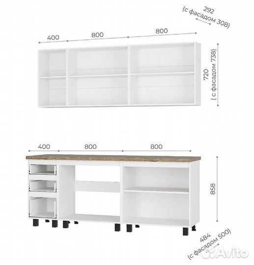 Кухня Новинка честер (белый)