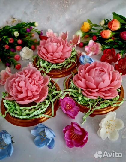 Нежный пион из мыла подарок для девушки