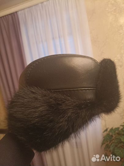 Шапка зимняя мужская кожаная