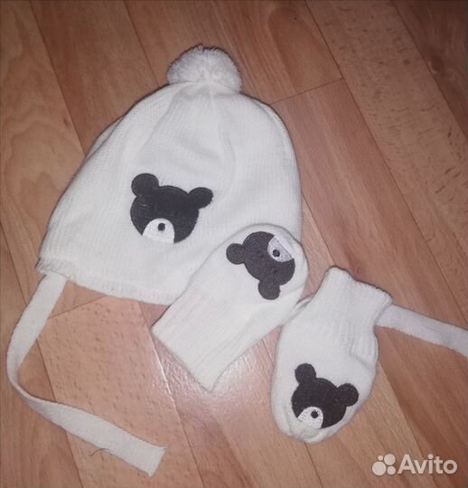 Комплект шапка, варежки