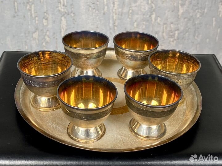 Винный набор из мельхиора Мстерский Ювелир СССР