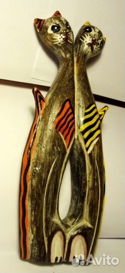 Статуэтка Котики. выс27см. дерево. Марокко
