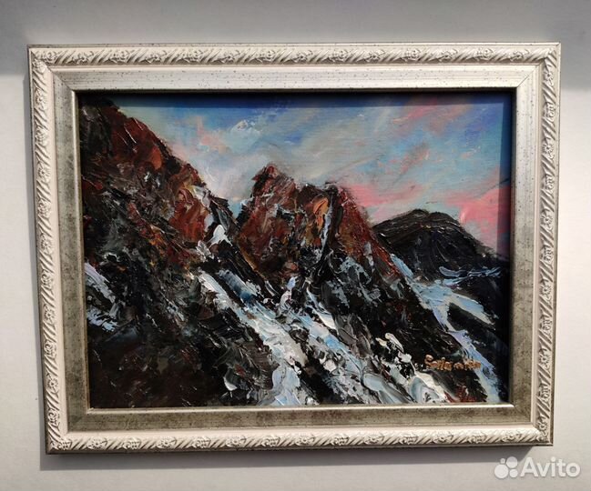 Картина маслом горы Хибины 15*20см. Апатиты