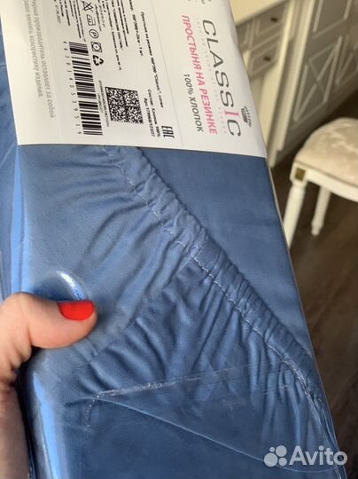 Простыня на резинке сатин 160х200