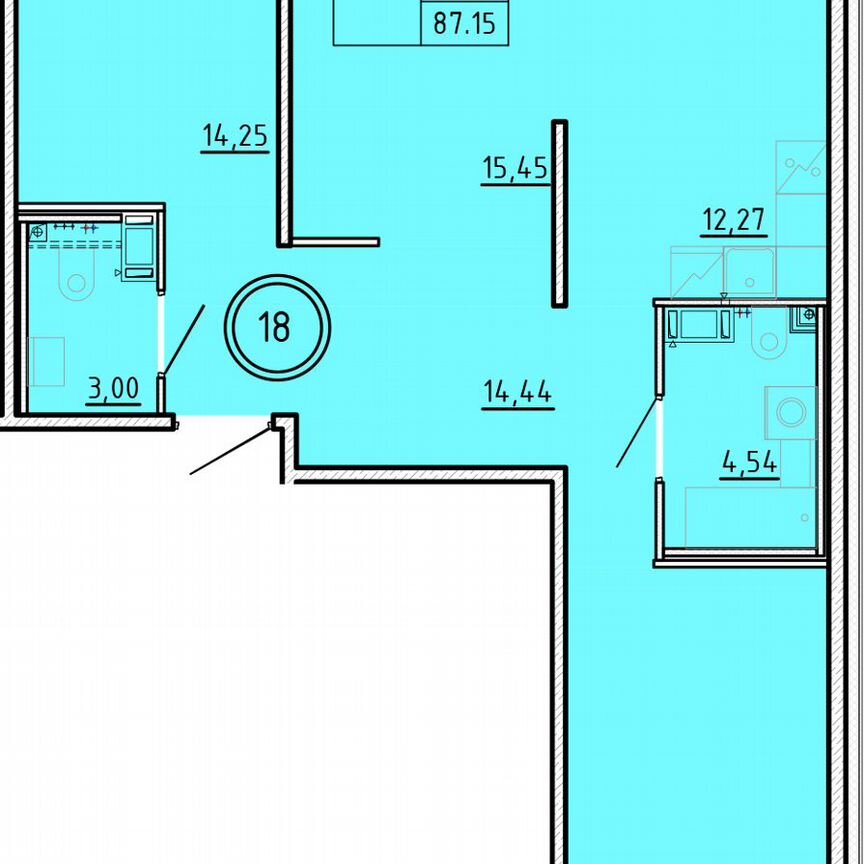 3-к. квартира, 82,1 м², 2/4 эт.