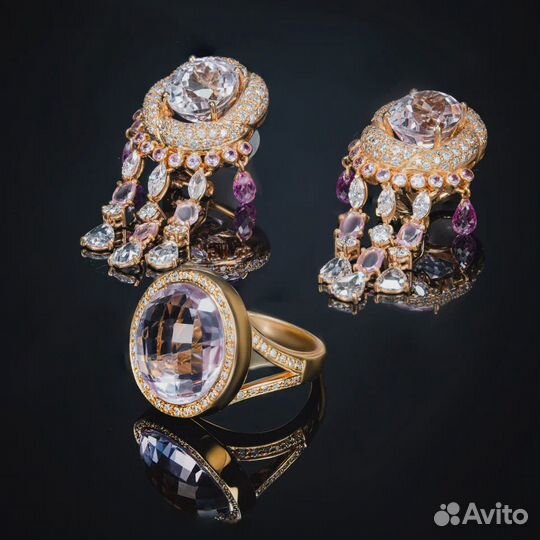 Комплект No name с бриллиантами и аметистами