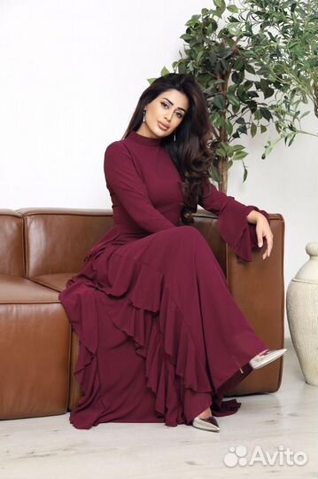 Нарядное шифоновое платье в пол. Длинное платье