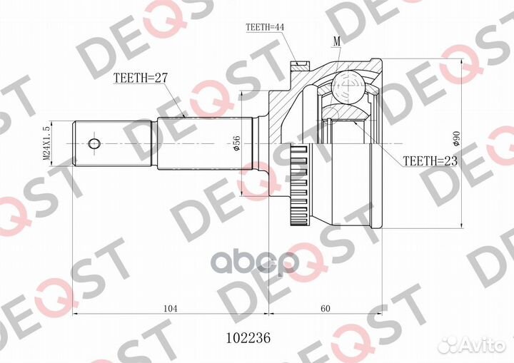 ШРУС nissan primera 2.0 96-02 наружний(ABS) 102