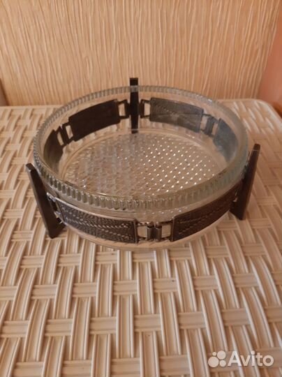 Конфетница мельхиор+хрусталь СССР