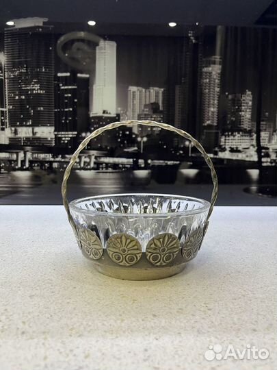 Конфетница корзинка мельхиор СССР