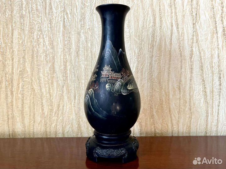 Ваза винтаж папье маше ручная роспись