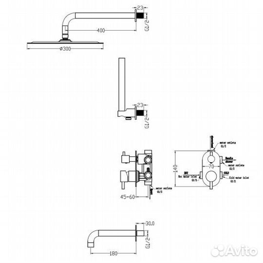 Душевая система Boheme Uno 464-2-B