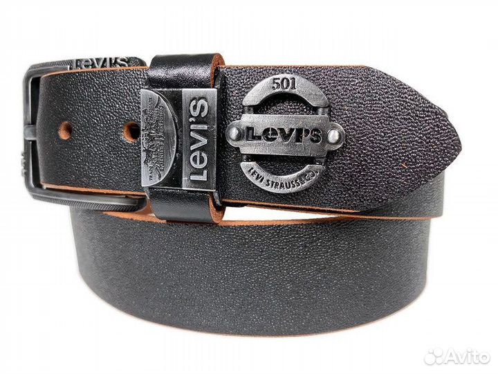 Ремень мужской кожаный «Леви, с 501» 2539 black