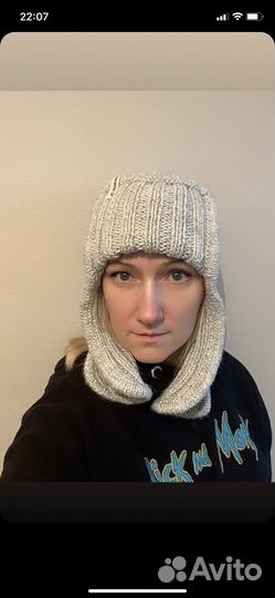 Шапка вязаная ушанка