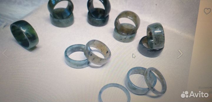 Кольца нефрит 17-19,ручная работа на заказ