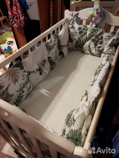 Бортики в кроватку 12 шт+сп.мешок+2наволочки