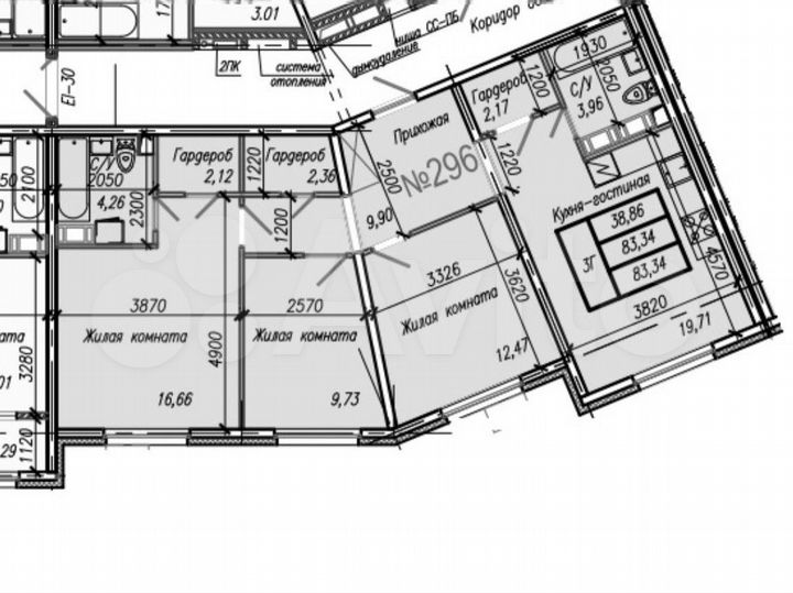 3-к. квартира, 84 м², 17/17 эт.