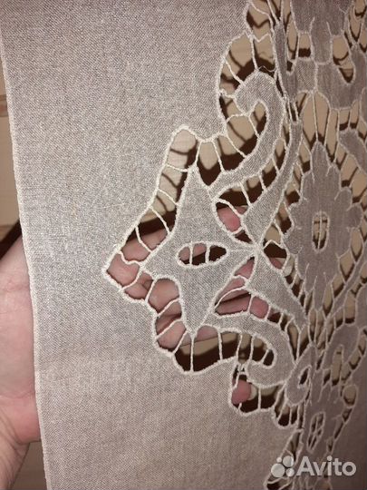 Скатерть домотканая, вышивка, кружево