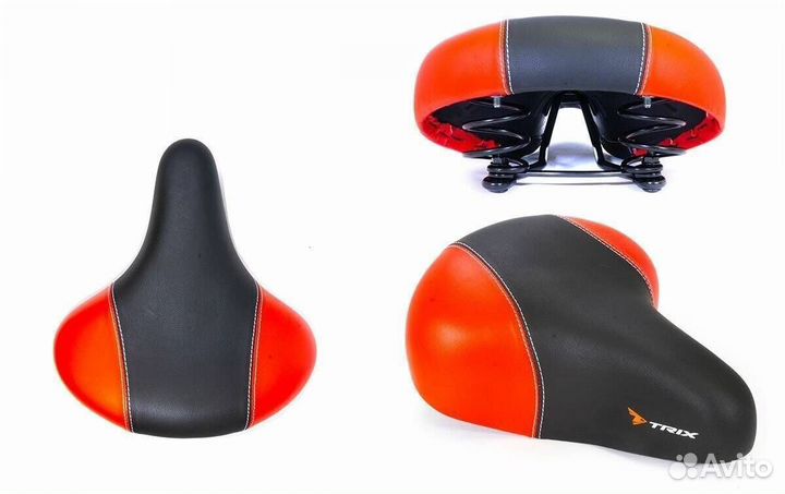 Седло trix комфорт 245x210 мм, пружинное, черно-красное (30)