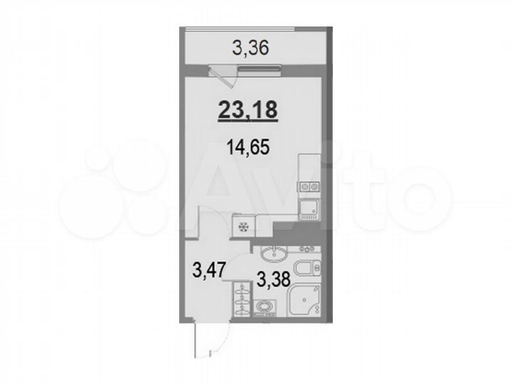 Квартира-студия, 23,2 м², 13/23 эт.