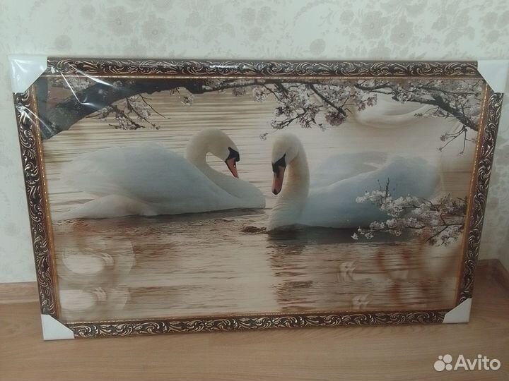 Картина 2 белых лебедя