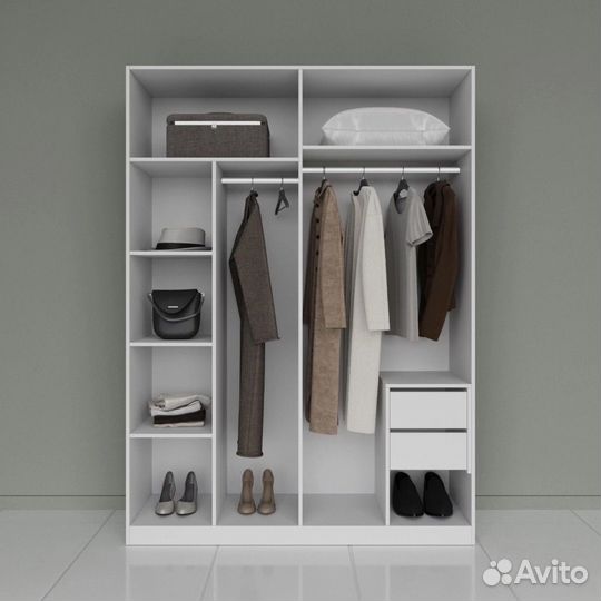 Шкаф белый/ ширина 320 см, высота 260 см