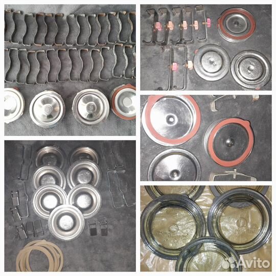 Крышки нержавейка СССР с зажимами + резинки к ним