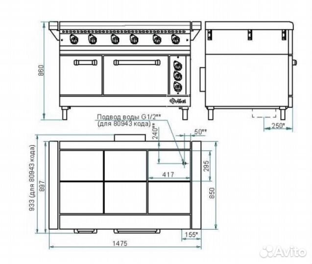 Плита электрическая Abat эп-6жш (900 серия)