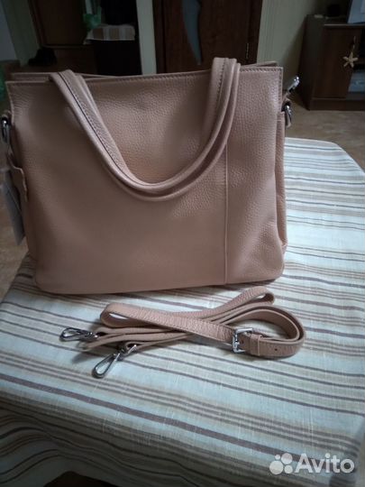 Сумка натуральная кожа,новая,цвет- пудра