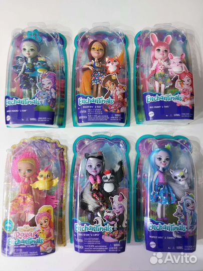 Enchantimals лиса кролик павлин феникс скунс волк