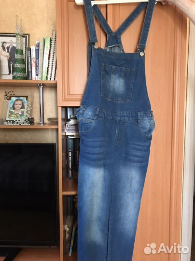 Полукомбинезон джинсовый мужской 46-48ращмер