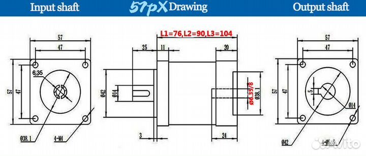 Nema 23 Планетарный понижающий редуктор 1:50