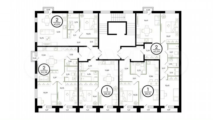 1-к. квартира, 38,6 м², 2/4 эт.