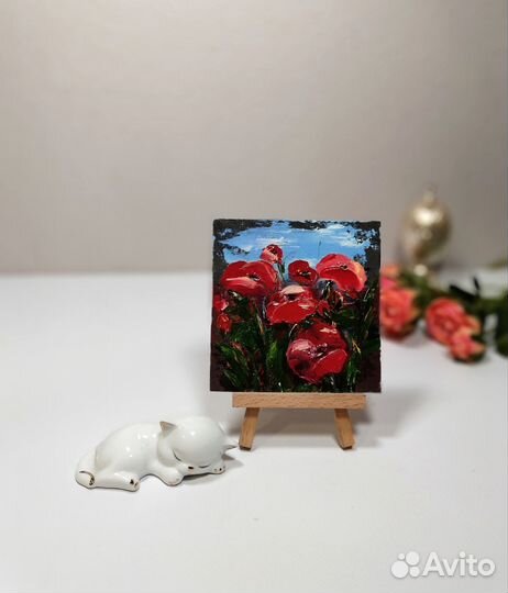 Картины маслом миниатюры Цветы Картины для подарка