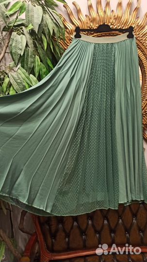 Юбка valentino 54-58р мята длинная плиссе италия