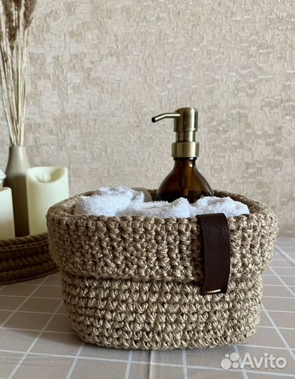 Новая корзина из джута для ванной, для кухни