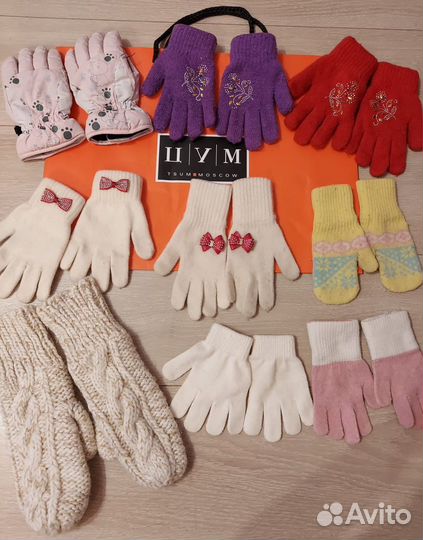 Перчатки для девочки на рост от 104 до 128
