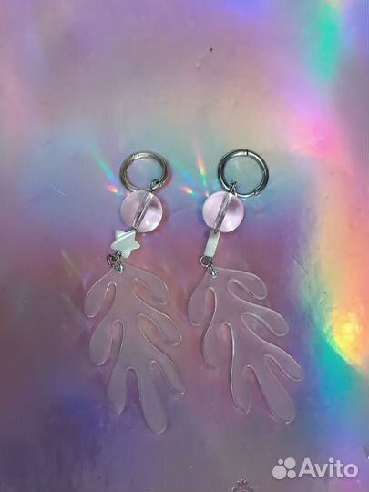 Серьги пластиковые прозрачные ручной работы