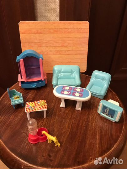 Мебель для кукол 7 предметов + пол + мелочи
