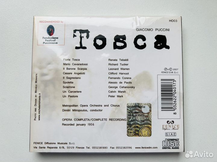 CD Giacomo Puccini: «Tosca», «La Boheme»