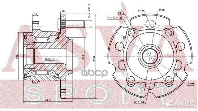 Ступица колеса с ABS зад прав/лев hnwhp2R asva