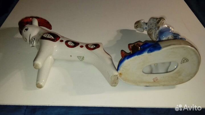 Старик и рыбка Гжель