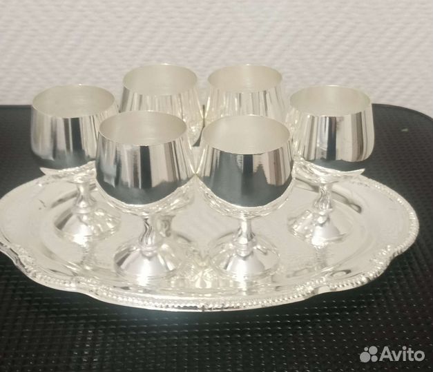 Рюмки с подносом, набор 6шт