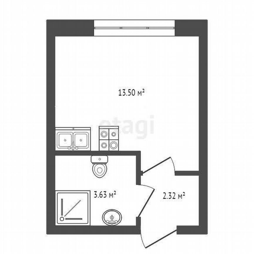 Квартира-студия, 20 м², 2/16 эт.