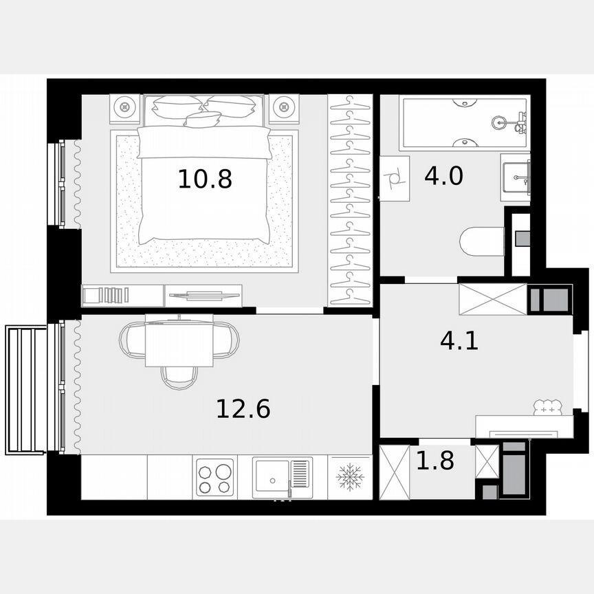 1-к. квартира, 33,3 м², 18/22 эт.