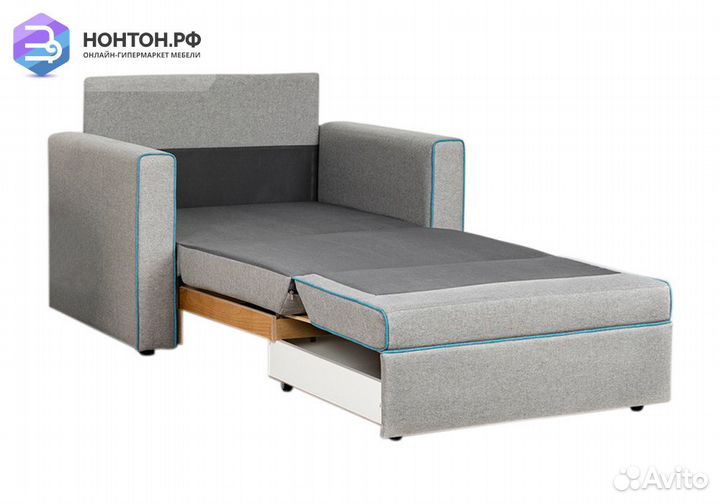 Кресло выкатное Найс светло-серое / бирюзовое