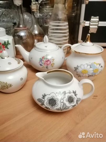 Чашки, молочник, чайник, лфз дулево вербилки